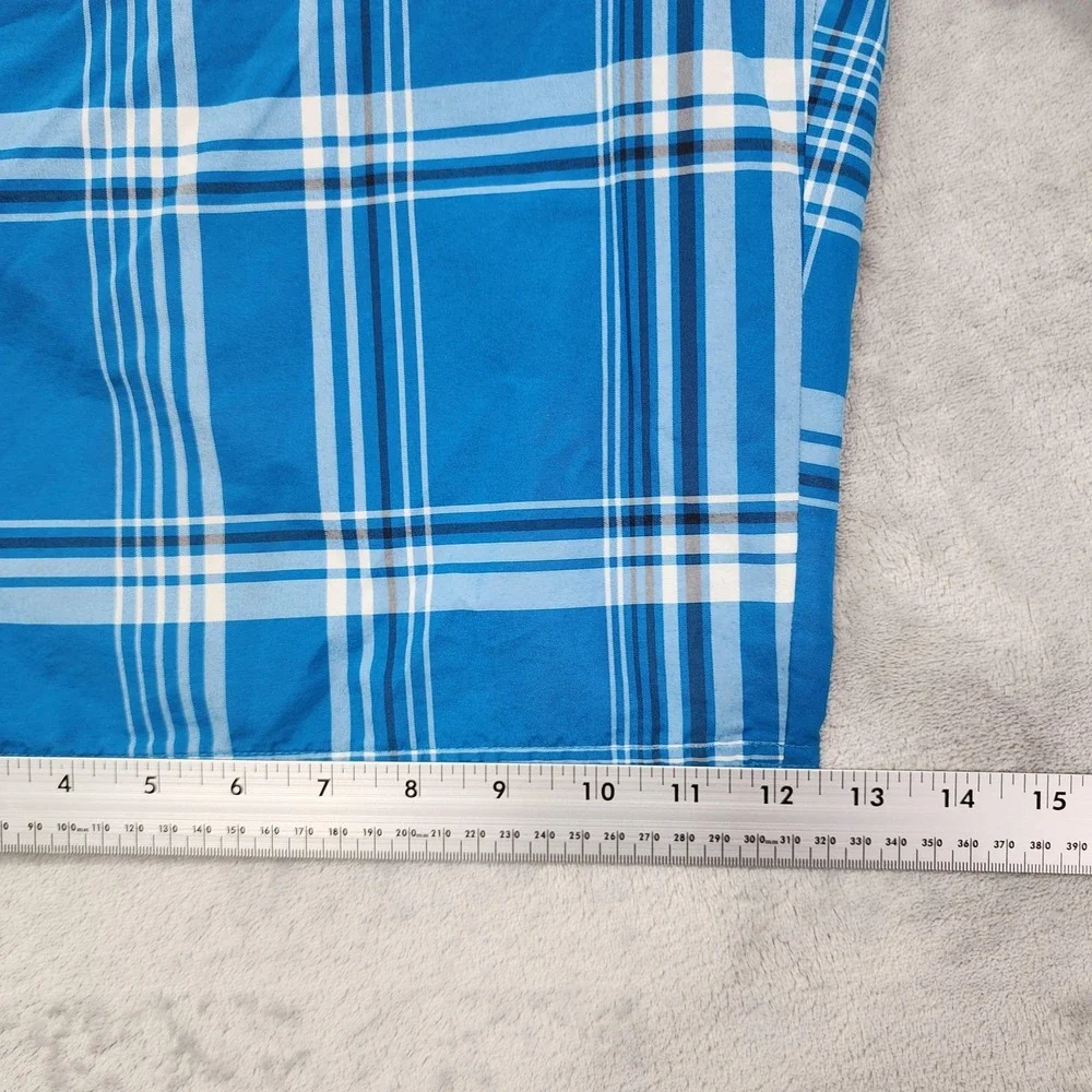 Reebok‎ Shorts Mens L Blue Plaid Bermuda Boardshort Elastic Waist Casual Skater